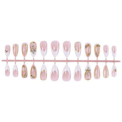 Artistic Press-On Nail Set with Elegant Design Accents Acalora