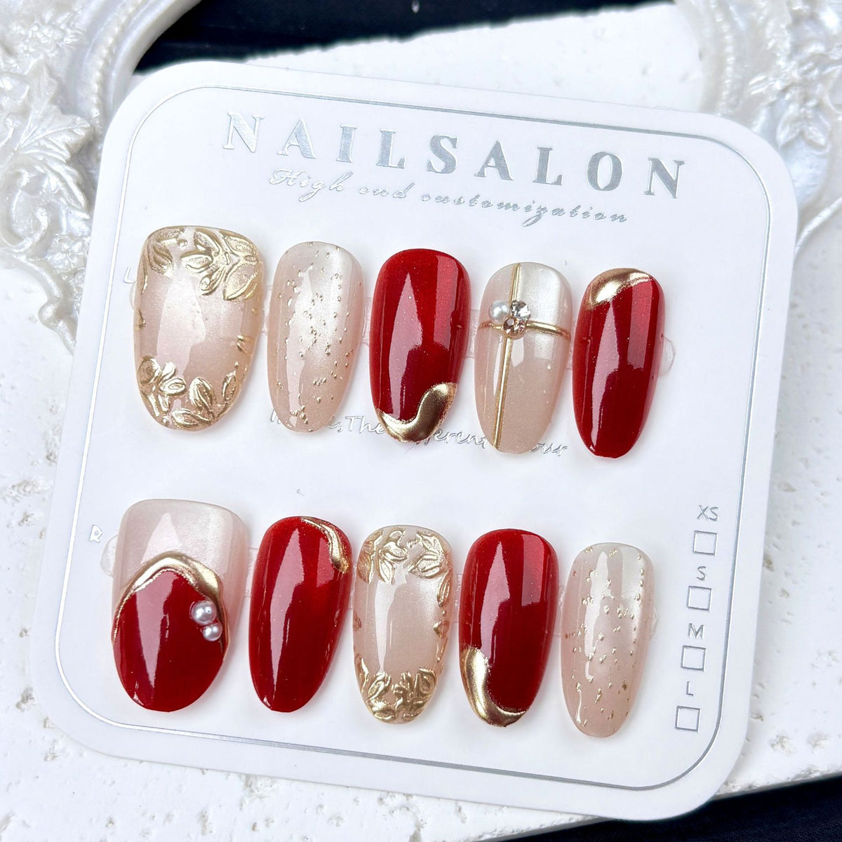Acrylic nail set with elegant flower and glitter accents Acalora