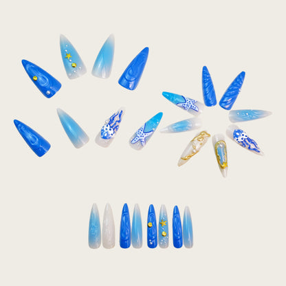 Artificial nails with exotic sea design Acalora