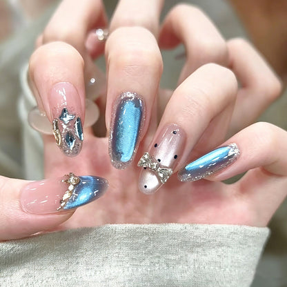 Art nails in elegant premium design with rhinestone and glitter elements Acalora