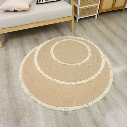Round Jute Rug with Fringes Acalora