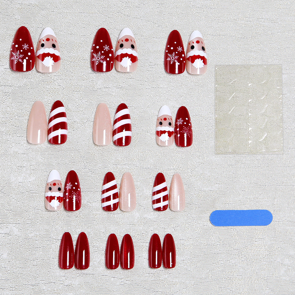 Artificial nail set with festive Christmas designs Acalora