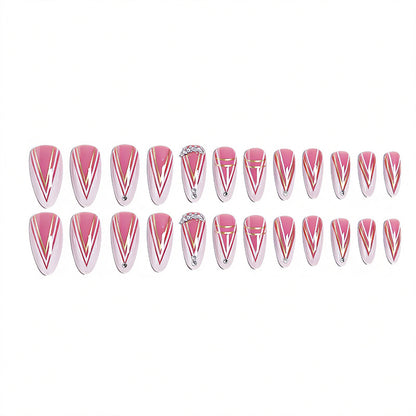 Acrylic nail set with elegant stiletto shape and luxurious embellishments Acalora