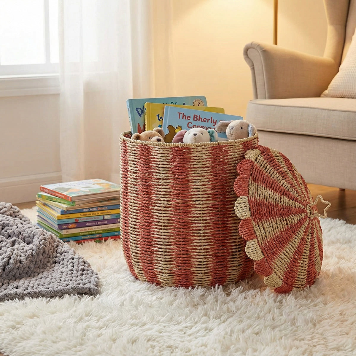 Basket with lid and decorative design Acalora