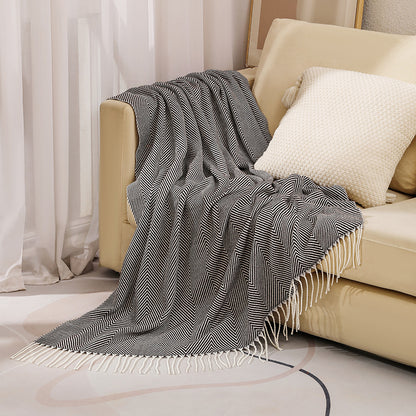 Unisex Textured Herringbone Throw Blanket