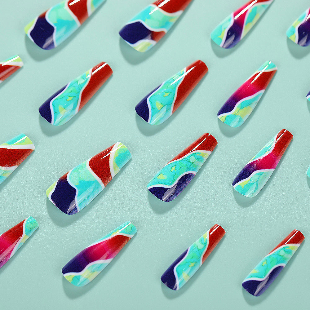 Artificial nails in modern marble pattern Acalora