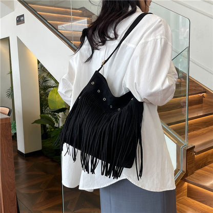 Fringe Suede Crossbody Bag Acalora