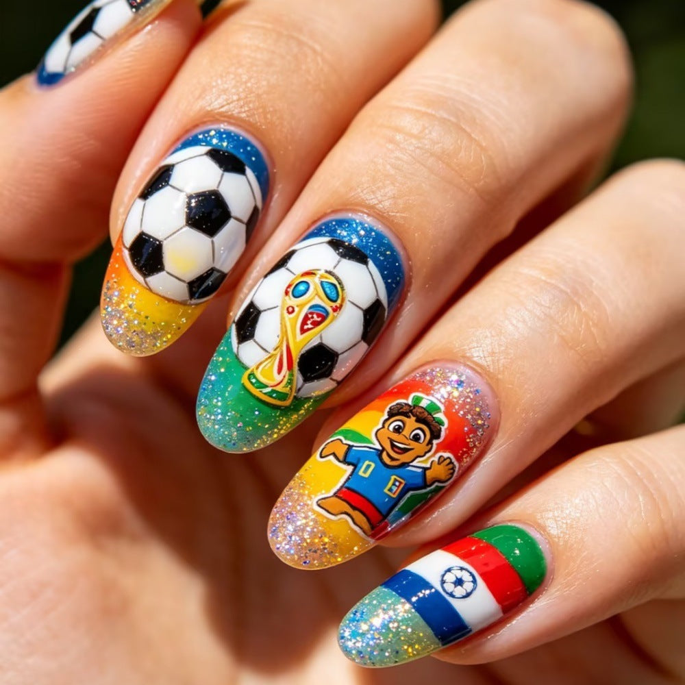 Artificial nails in football motif design Acalora