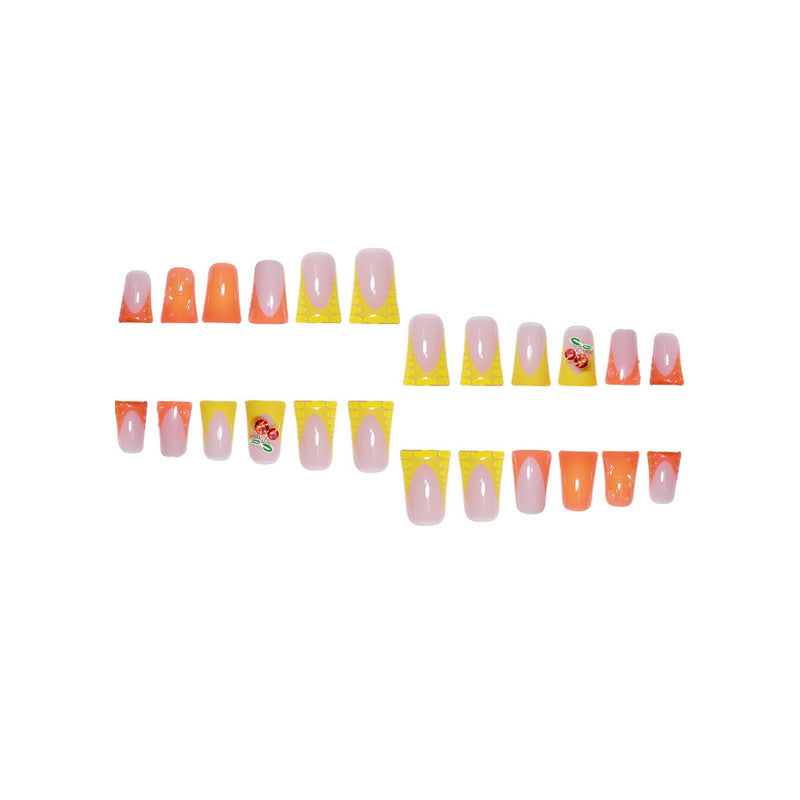 Creative Gel Press-On Nail Set with Fruit Accents Acalora