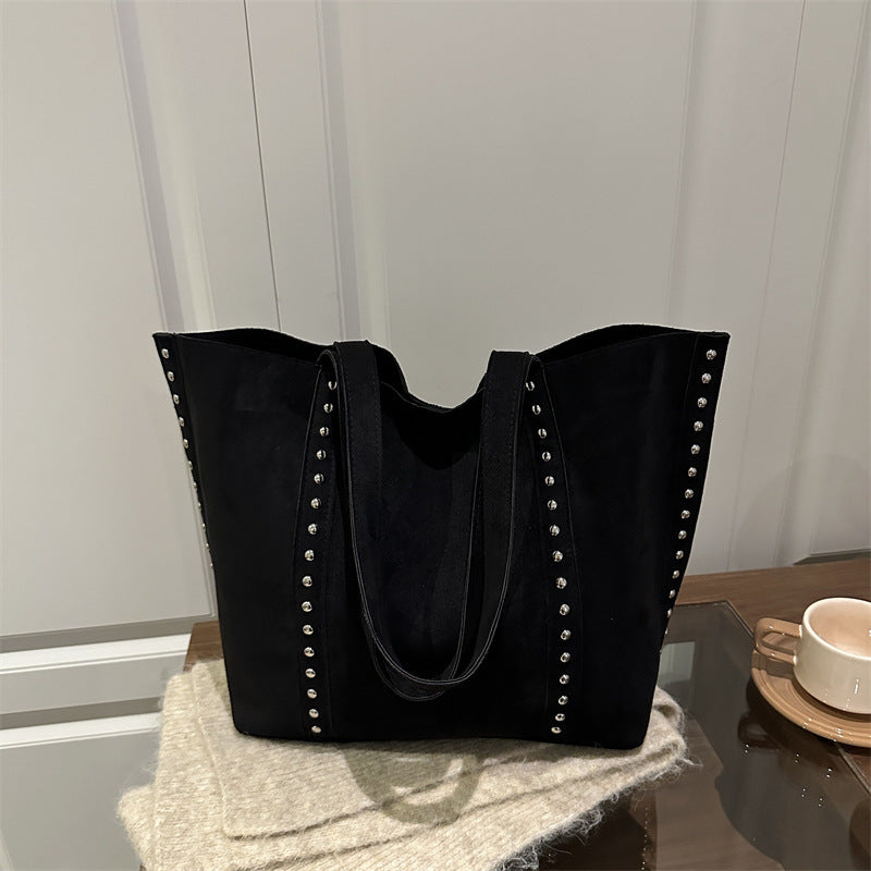 Chic Studded Suede Tote Bag Acalora