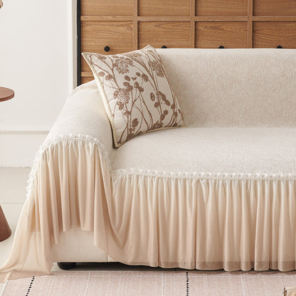 Elegant Sofa Cover with Ruffled Design