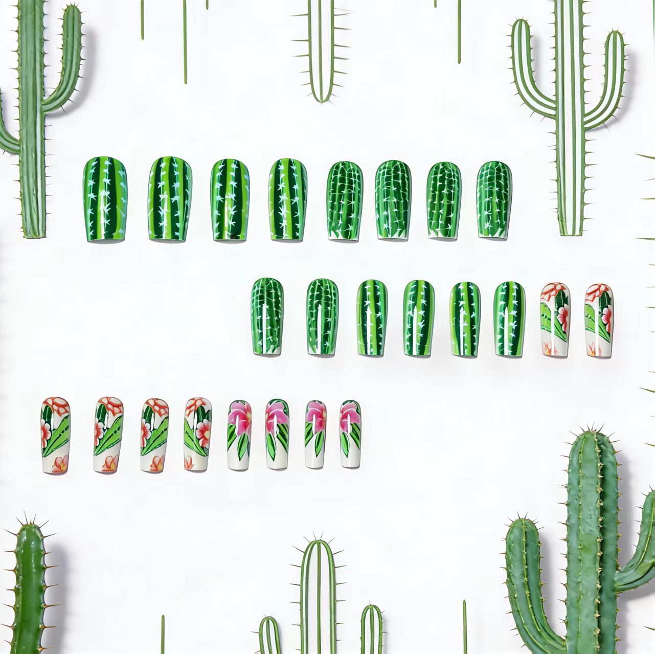 Decorative Floral Cactus Nail Art Acalora