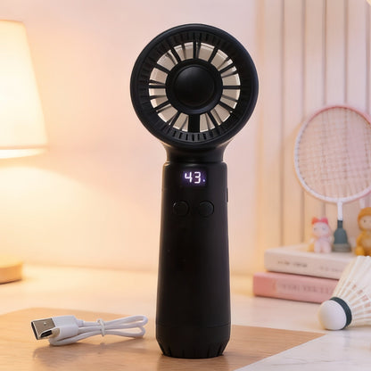 Women's Portable USB Handheld Fan with LED Display and Adjustable Speeds Skanto