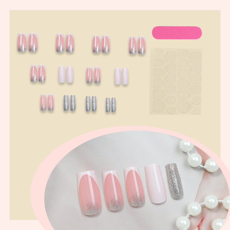 Elegant Press-On Nail Set with Glittering Tips Acalora