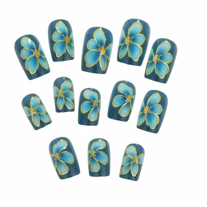 Elaborately designed artificial nails with flower pattern Acalora