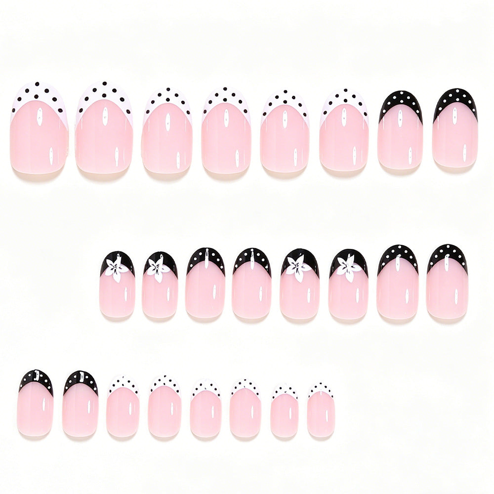 Decorative French Tip Press-On Nails Acalora