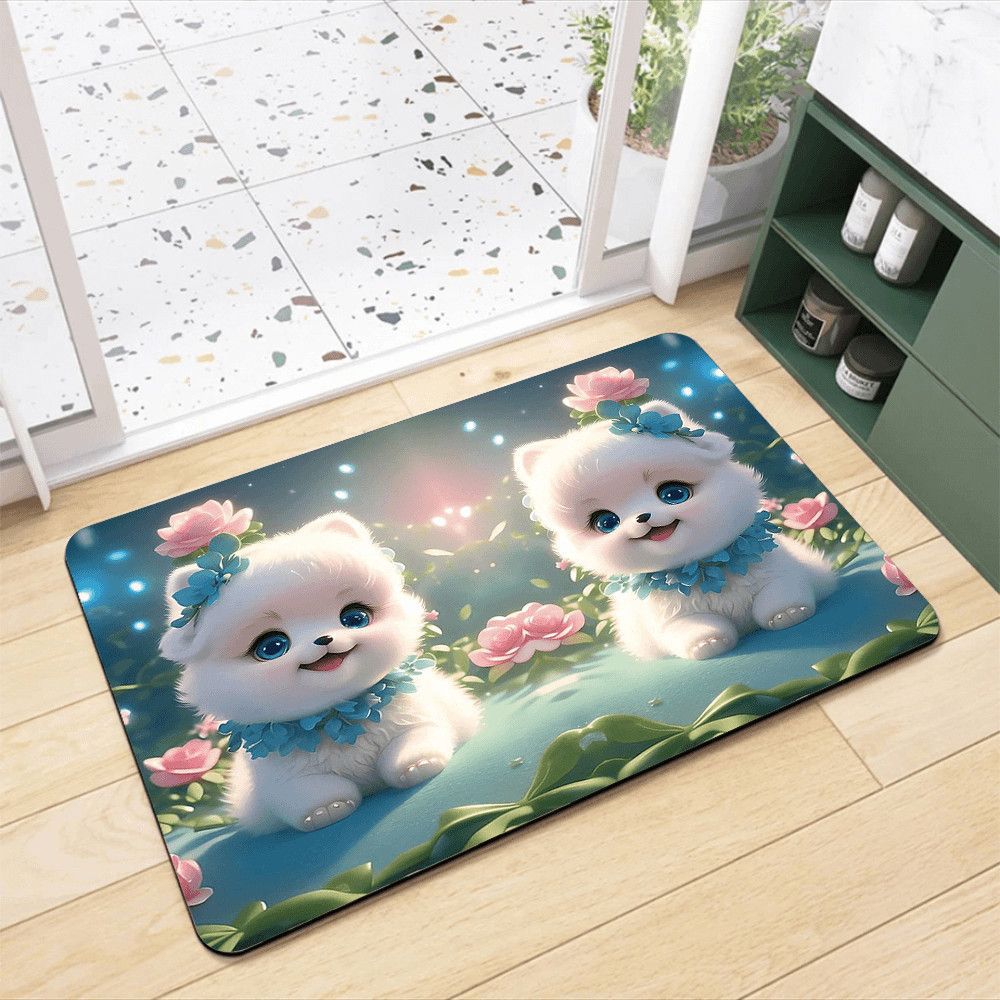 Adorable Pomeranian-Themed Bath Rug