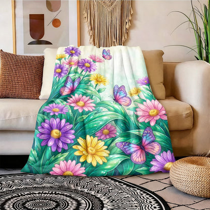 Vibrant Floral Print Throw Blanket