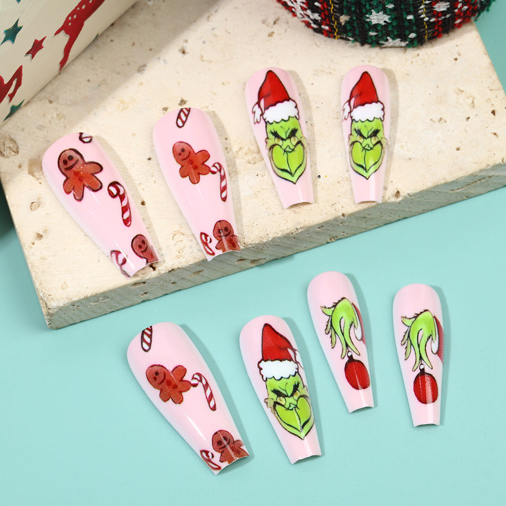 Artificial nail tips with festive Christmas designs Acalora