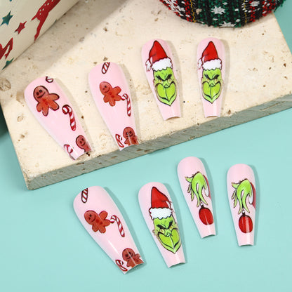 Artificial nail tips with festive Christmas designs Acalora