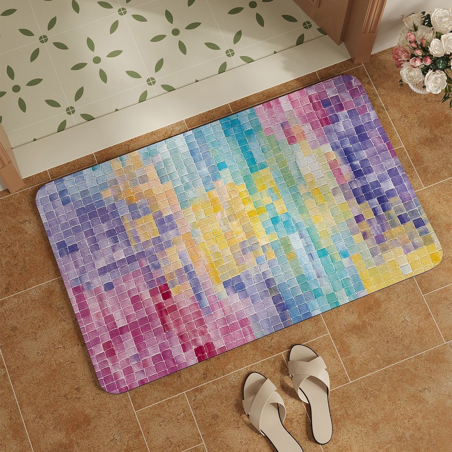 Mosaic Pattern Bath Mat