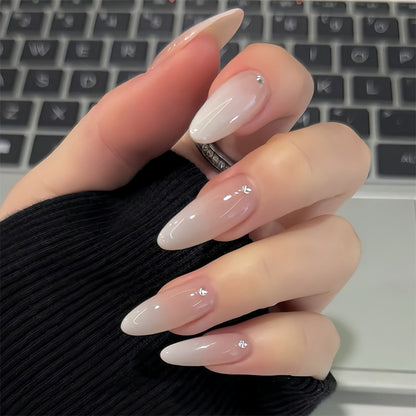 Glossy Press-On Nail Set with Gem Accents Acalora