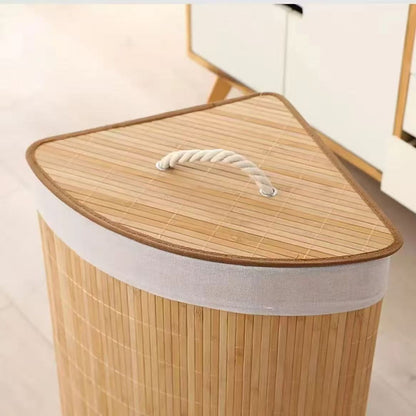 Practical Laundry Basket Made of Bamboo with Lid Acalora