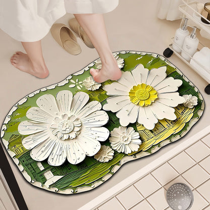 Luxurious Floral Design Bath Mat