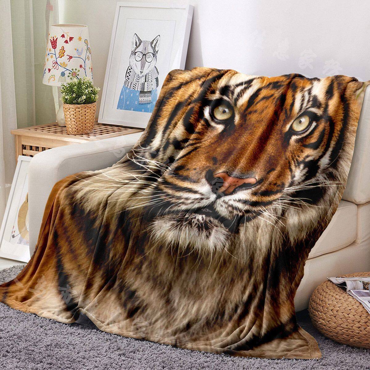 Tiger Print Plush Throw Blanket