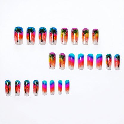 Tropical Sunset Nail Art Acalora