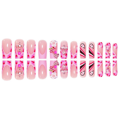 Artistic Decorative Press-On Nails with 3D Embellishments Acalora