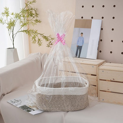Natural storage basket with ribbons Acalora