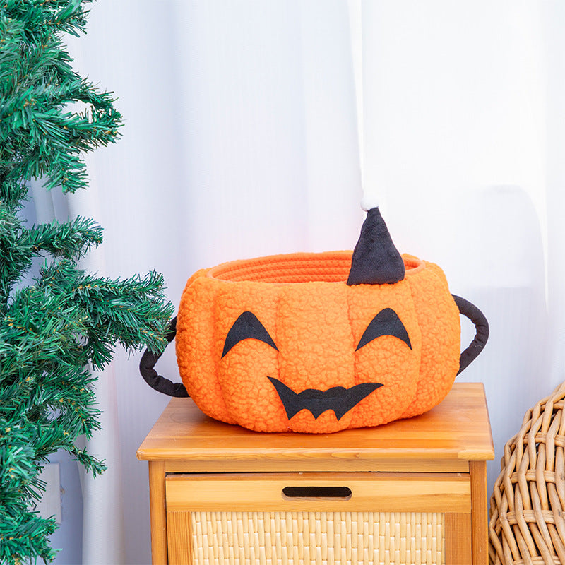 Playful Decorative Storage Basket In Pumpkin Design Acalora