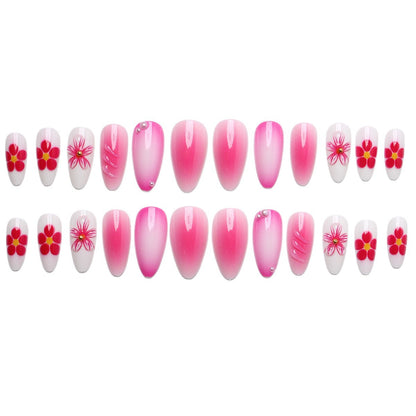 Artificial nail set with delicate flower designs and shimmering accents Acalora