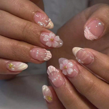 Floral Acrylic Press-On Nails Acalora