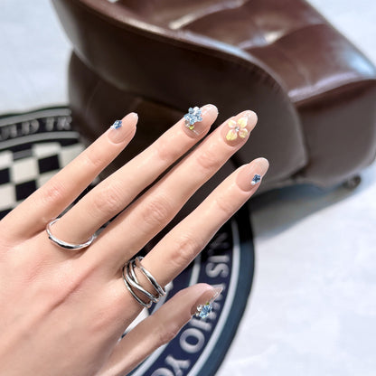 Artistic Floral Press-On Nail Tips Acalora