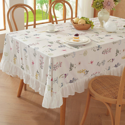 Decorative Floral Ruffled Tablecloth
