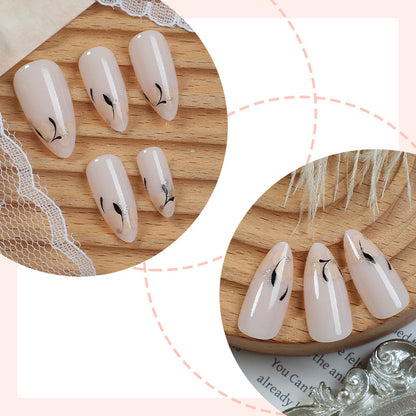 Decorative Press-On Nail Set with Artistic Floral Design Acalora