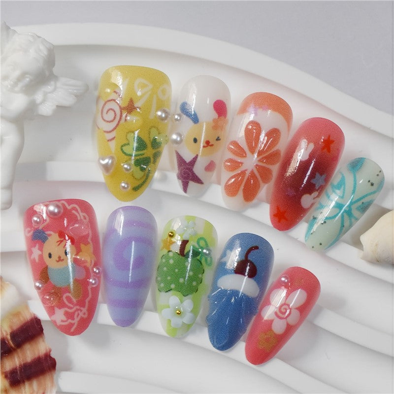 Artistic Cartoon-Themed Press-On Nail Art Set Acalora