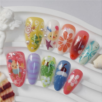 Artistic Cartoon-Themed Press-On Nail Art Set Acalora