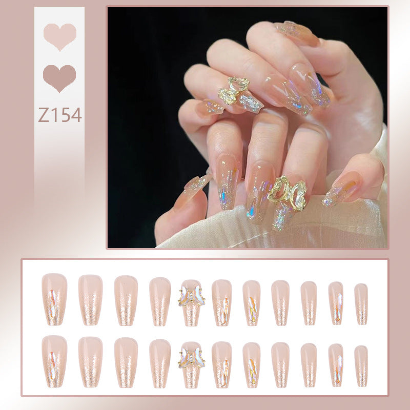 Art nail set with sparkling 3D butterfly decorations Acalora