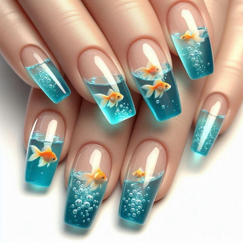 Creative artificial nails with underwater motif Acalora
