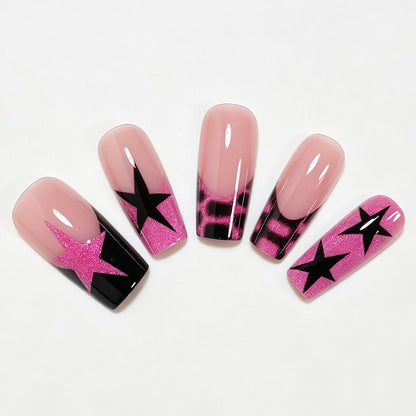 Artistic Star Pattern Press-On Nails Acalora