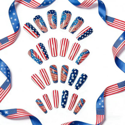 Patriotic Star and Stripes Nail Art Acalora