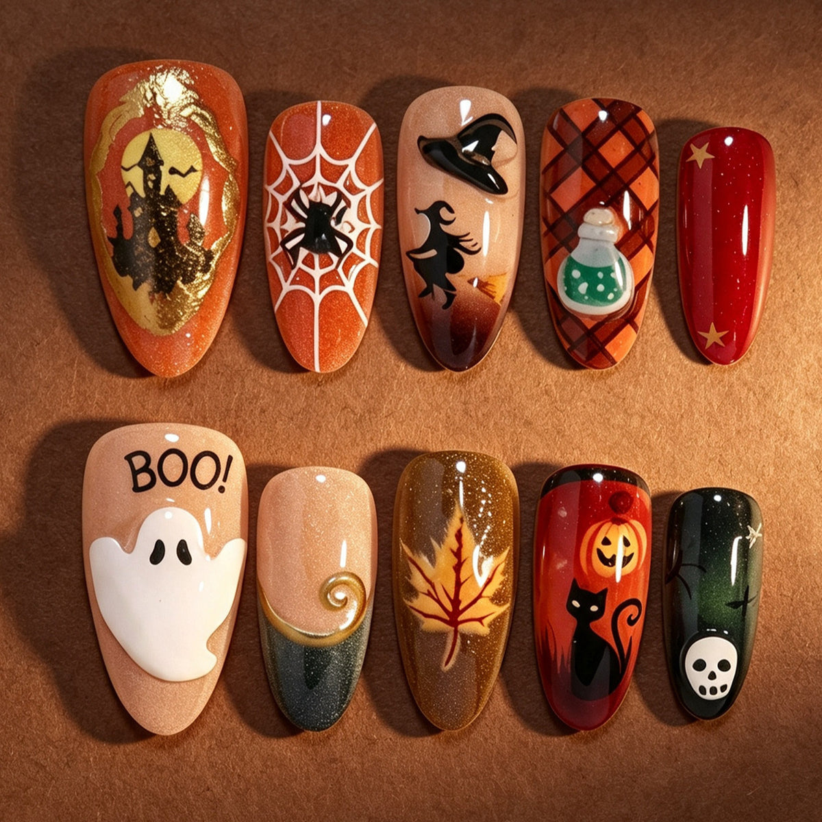 Halloween-Themed Decorative Press-On Nail Art Set Acalora