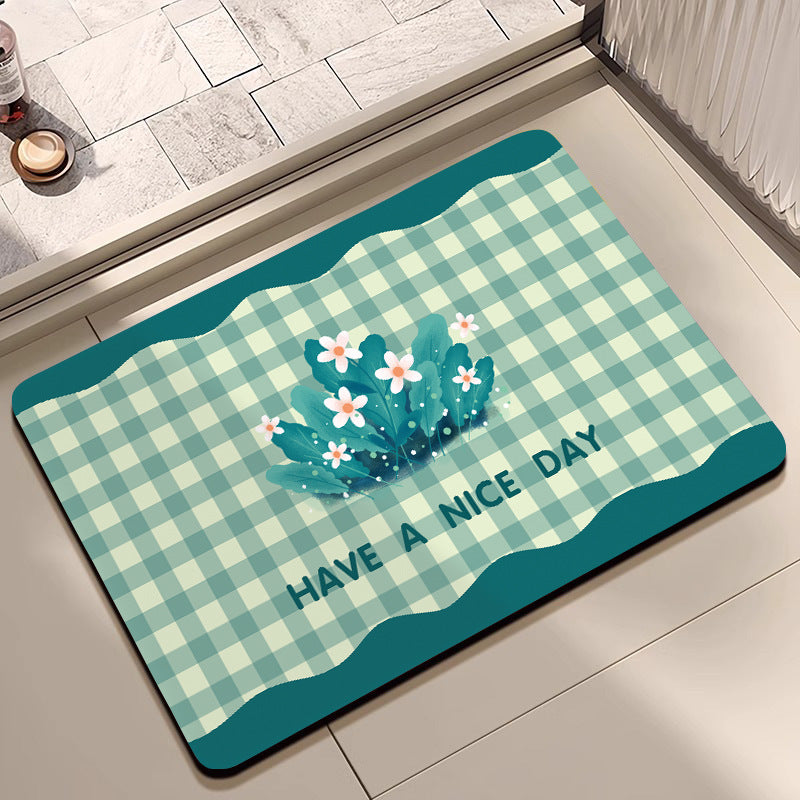 Stylish Floral Patterned Comfort Bath Mat Acalora