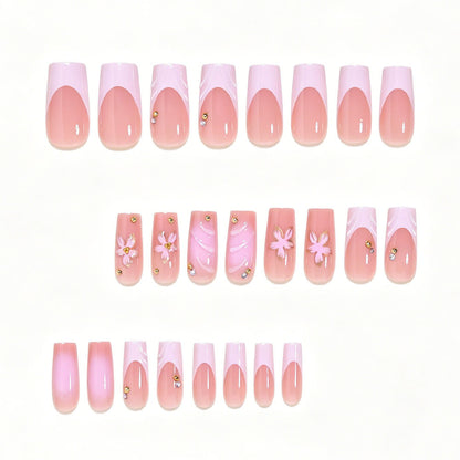 Elegant Floral Nail Art Press-On Set Acalora