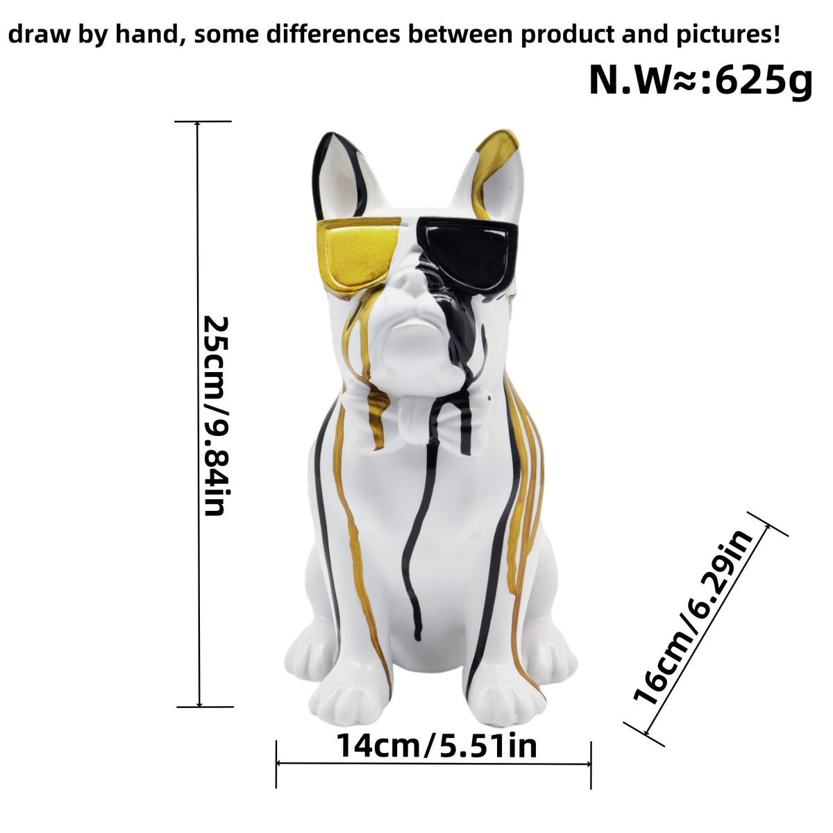 Colorful Bulldog Decoration Figure made of Resin Acalora