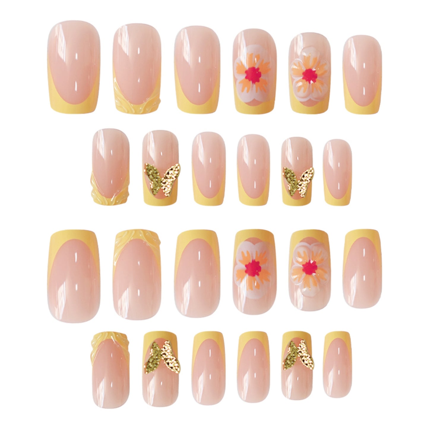 Artistic Floral Press-On Nail Design Acalora