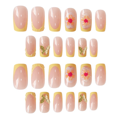 Artistic Floral Press-On Nail Design Acalora